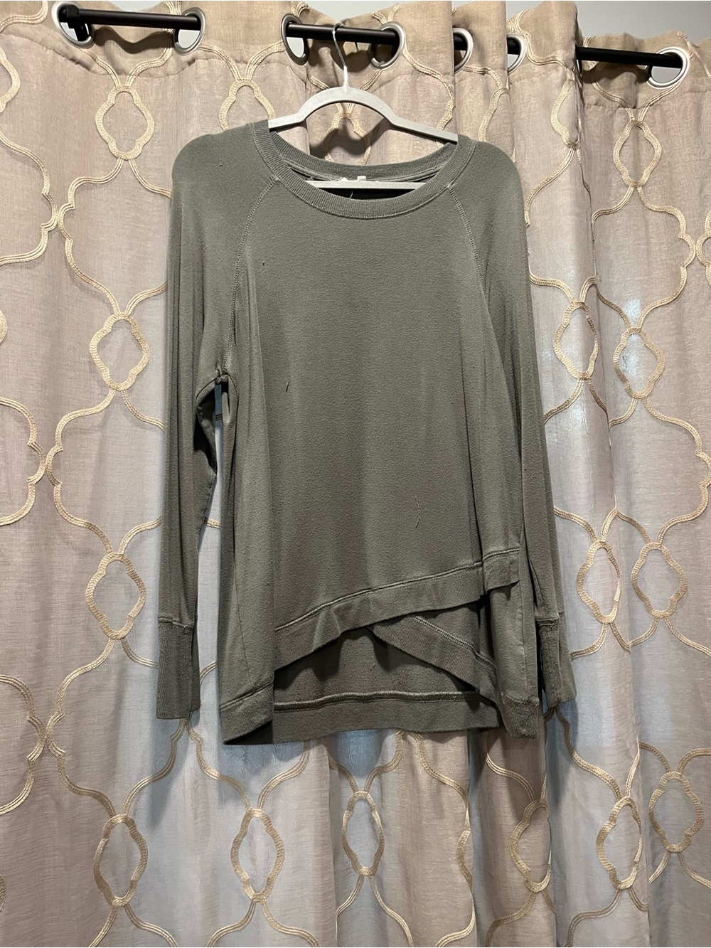 Workshop Republic Clothing Olive Layered-Hem Long Sleeve Crew